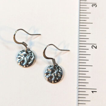 Dainty Round Hammered Stainless Steel Silver Earrings - Image 9