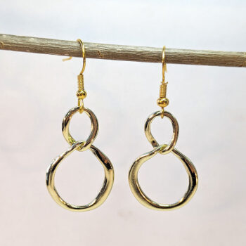 Gold Irregular Double Interlocking Hoop Earrings - Image 5