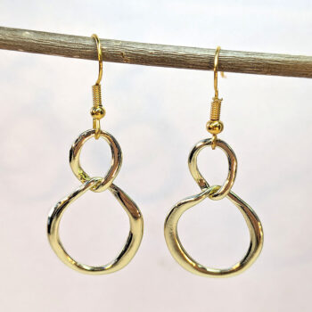 Gold Irregular Double Interlocking Hoop Earrings - Image 7