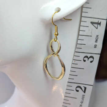 Gold Irregular Double Interlocking Hoop Earrings - Image 2