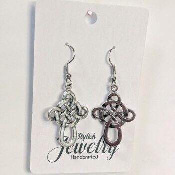 Large Celtic Knot Cross Antique Silver Earrings - Image 4