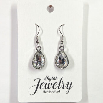 April Birthstone Clear Glass Rhinestone Teardrop Earrings - Image 4