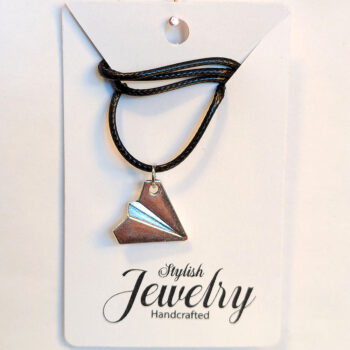 Origami Paper Airplane Pendant Necklace Silver - Image 6