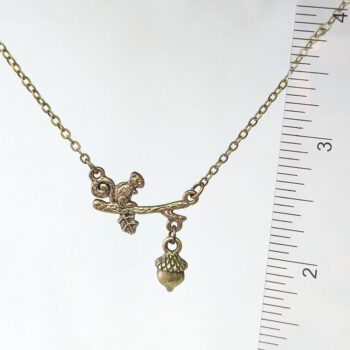 Squirrel on a Branch with an Acorn Antique Bronze Necklace - Image 2