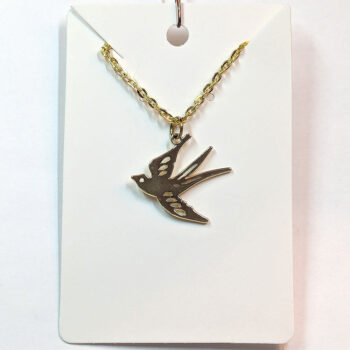 Hollow Gold Flying Sparrow Bird Necklace - Image 5