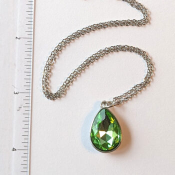 August Birthstone Green Glass Rhinestone Teardrop Necklace - Image 2