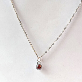 July Birthstone Red Glass Rhinestone Charm Necklace - Image 5