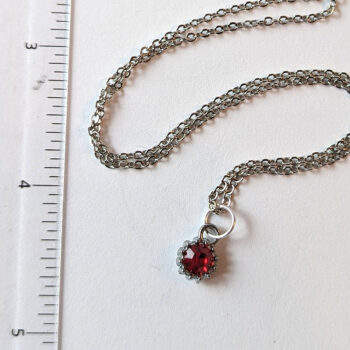 July Birthstone Red Glass Rhinestone Charm Necklace - Image 3