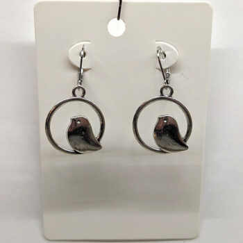 Antique Silver Partridge in Hoop Earrings - Image 5