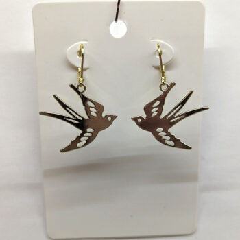 Flying Sparrow Bird Gold Earrings - Image 6