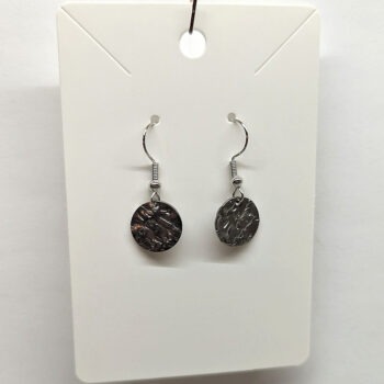 Dainty Round Hammered Stainless Steel Silver Earrings - Image 5