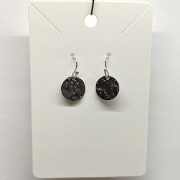 Dainty Round Hammered Stainless Steel Silver Earrings - Image 4