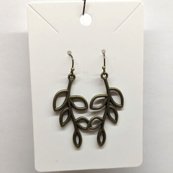 Antique Bronze Hollow Cutout Branch Leaf Earrings - Image 5