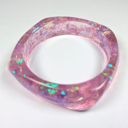 Chunky Irregular Purple Sequins Slip-on Bangle Resin Bracelet
