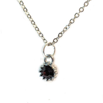 January Birthstone Wine Red Rhinestone Charm Necklace