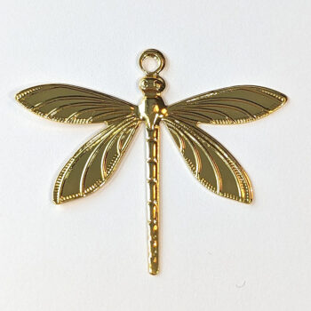 Large Filigree Lightweight Dragonfly Pendant Gold - Image 4