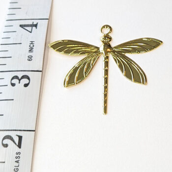 Large Filigree Lightweight Dragonfly Pendant Gold - Image 5