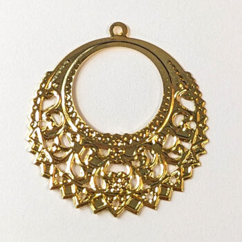 Lightweight Filigree Round Large Hoop Pendant Gold - Image 4