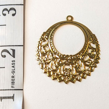 Lightweight Filigree Round Large Hoop Pendant Gold - Image 5