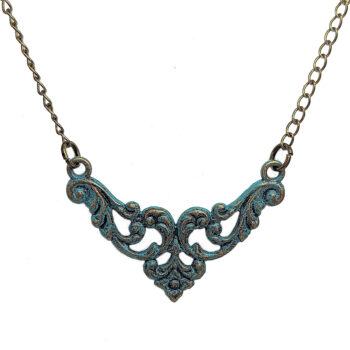 Antique Bronze Triangle Vine Patina Vintage Style Necklace