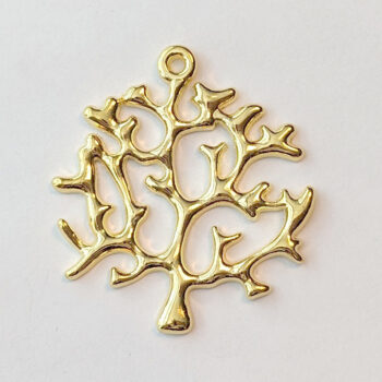 Thick Hollow Tree of Life Pendant Gold