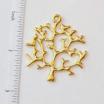 Thick Hollow Tree of Life Pendant Gold - Image 2