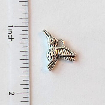 Hummingbird Charm Two-Sided Antique Silver - Image 2