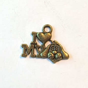 I Love My Dog Charm Antique Bronze