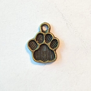 Dog Small Paw Print Charm Antique Bronze