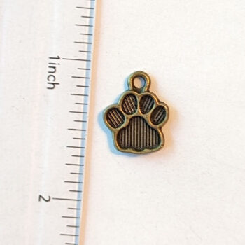 Dog Small Paw Print Charm Antique Bronze - Image 2