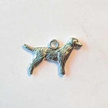 Double Sided Fluffy Dog Charm Antique Silver