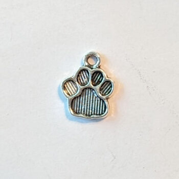 Dog Small Paw Print Charm Antique Silver