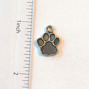 Dog Small Paw Print Charm Antique Silver - Image 2