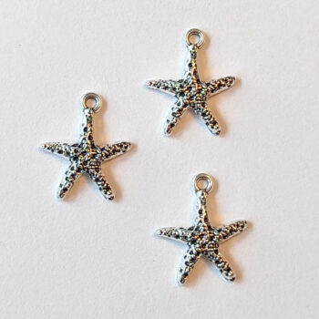 Small Textured Starfish Charm Antique Silver