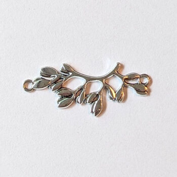 Curved Leaf Leaves Branch Pendant / Connector Antique Silver