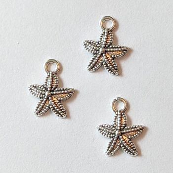 Small Double Sided Starfish Charm Antique Silver