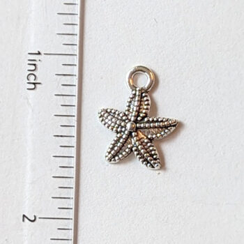 Small Double Sided Starfish Charm Antique Silver - Image 2