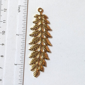 Solid Gold Fern Branch Leaves Leaf Stainless Steel Connector / Pendant - Image 2