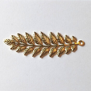 Solid Gold Fern Branch Leaves Leaf Stainless Steel Connector / Pendant