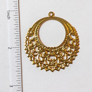 Lightweight Filigree Round Large Hoop Pendant Gold - Image 2