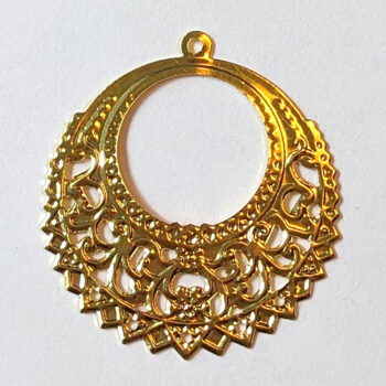 Lightweight Filigree Round Large Hoop Pendant Gold