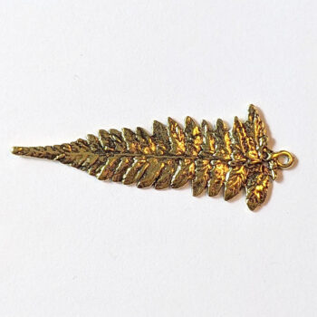 Large Long Leaf Pendant Antique Gold