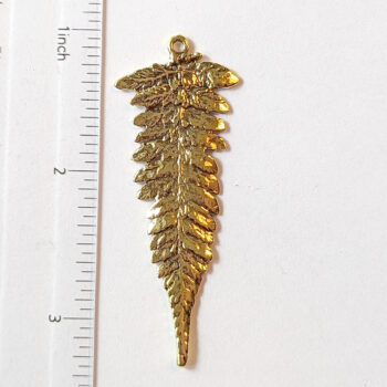 Large Long Leaf Pendant Antique Gold - Image 2