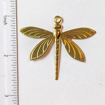 Large Filigree Lightweight Dragonfly Pendant Gold - Image 2