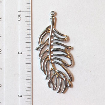 Large Hollow Feather Connector / Pendant Silver - Image 2