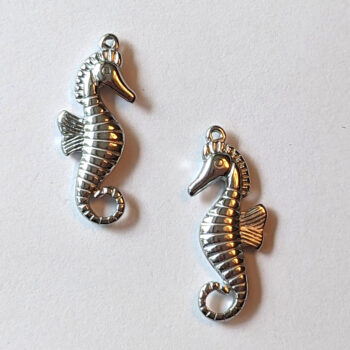 Stainless Steel Double Sided Seahorse Charm Silver