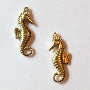 Stainless Steel Double Sided Seahorse Charm Gold