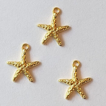 Small Textured Starfish Charm Gold