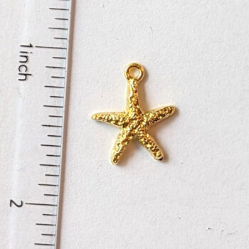 Small Textured Starfish Charm Gold - Image 3