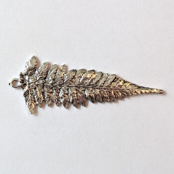 Large Long Leaf Pendant Antique Silver